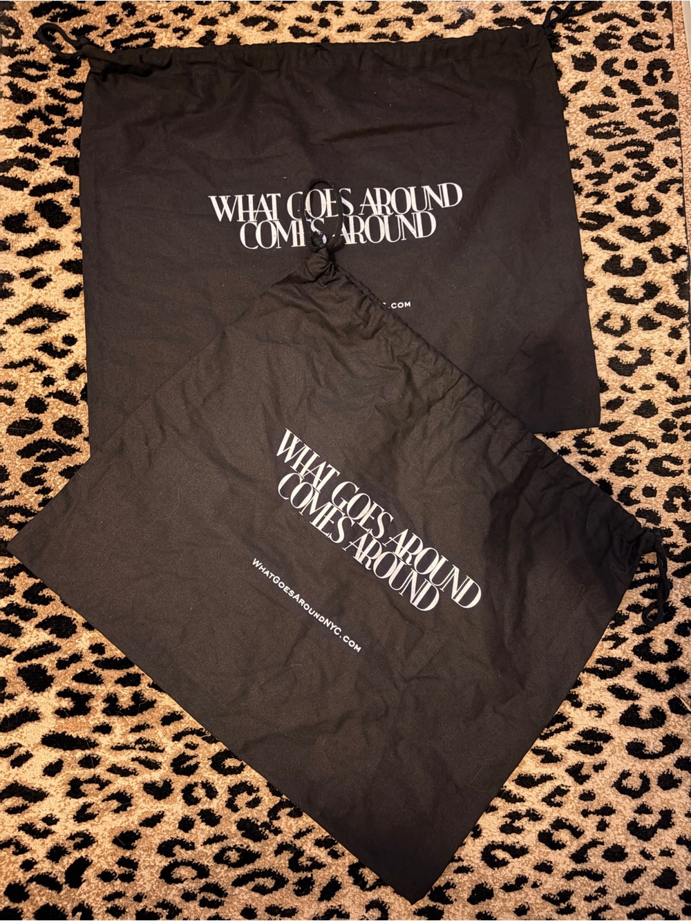 What Goes Around Comes Around Black Cotton Purse Drawstring Dust Bag-2pcs bundle